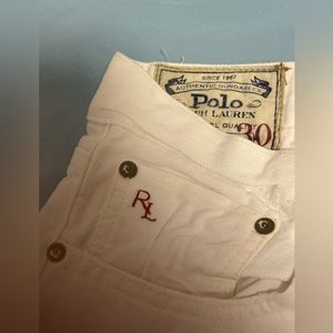 Polo Ralph Lauren Jeans Off White Varick Slim Straight Red RL on Front 34/30